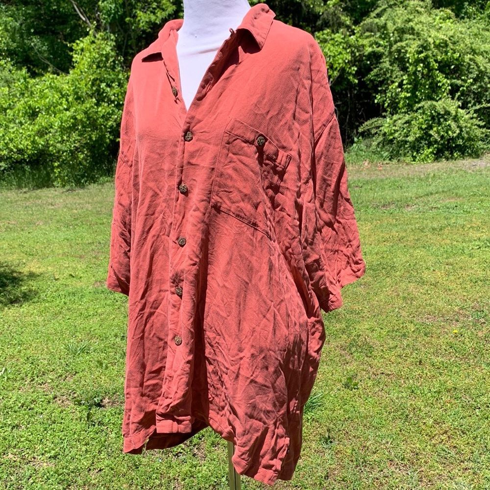 Vintage? LUAU 100% Finest Silk Textured Button Down Unisex Mens Size XL Washable